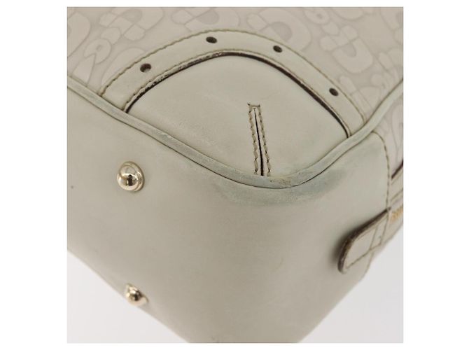 Borsa a mano Horsebit in pelle bianca e oro GUCCI 145770 Auth bs34368 Bianco D'oro - vista 13