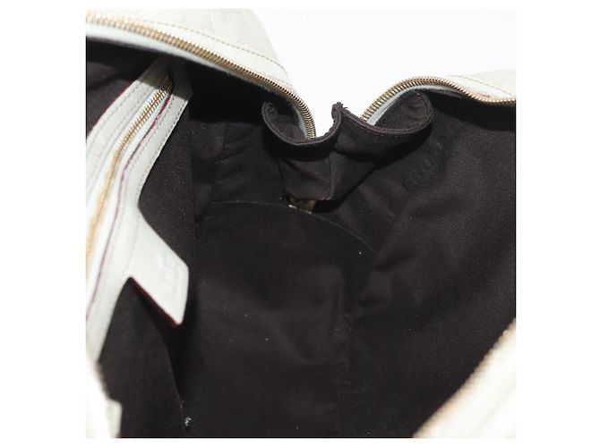 Borsa a mano Horsebit in pelle bianca e oro GUCCI 145770 Auth bs34368 Bianco D'oro - vista 18