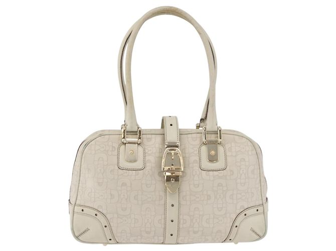 Borsa a mano Horsebit in pelle bianca e oro GUCCI 145770 Auth bs34368 Bianco D'oro - vista 2