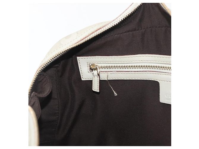 Borsa a mano Horsebit in pelle bianca e oro GUCCI 145770 Auth bs34368 Bianco D'oro - vista 20