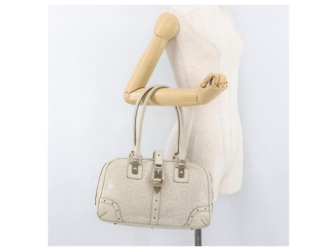 Borsa a mano Horsebit in pelle bianca e oro GUCCI 145770 Auth bs34368 Bianco D'oro - vista 23