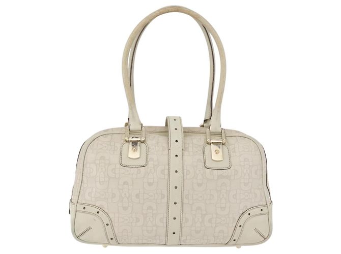 Borsa a mano Horsebit in pelle bianca e oro GUCCI 145770 Auth bs34368 Bianco D'oro - vista 3