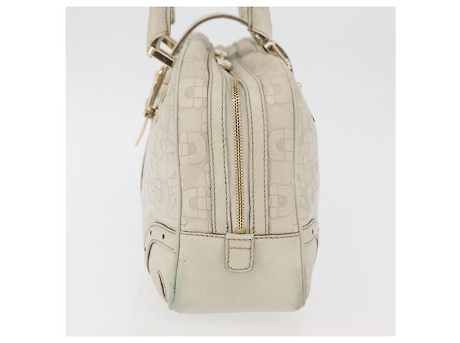 Borsa a mano Horsebit in pelle bianca e oro GUCCI 145770 Auth bs34368 Bianco D'oro - vista 4