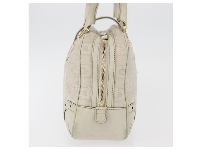 Borsa a mano Horsebit in pelle bianca e oro GUCCI 145770 Auth bs34368 Bianco D'oro - vista 5