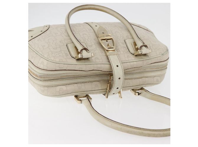 Borsa a mano Horsebit in pelle bianca e oro GUCCI 145770 Auth bs34368 Bianco D'oro - vista 6