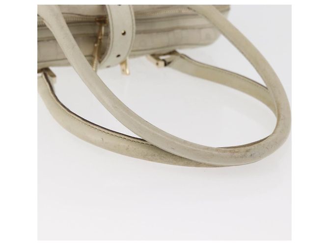 Borsa a mano Horsebit in pelle bianca e oro GUCCI 145770 Auth bs34368 Bianco D'oro - vista 7