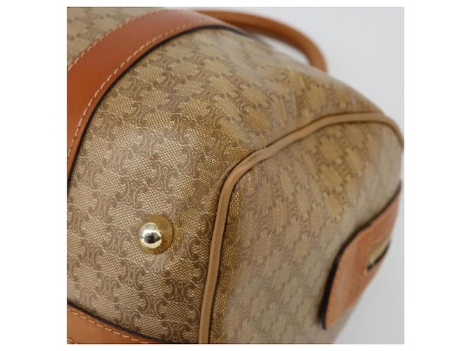 Céline Borsa Boston in tela Macadam CELINE PVC Beige Oro Auth INZ011 D'oro - vista 10
