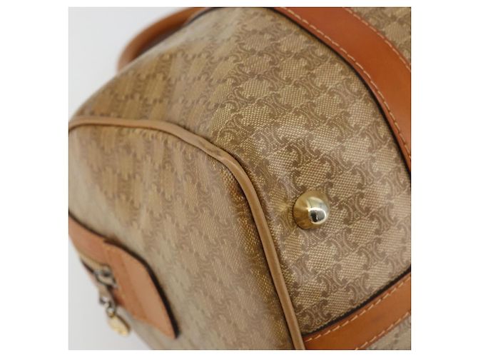 Céline Borsa Boston in tela Macadam CELINE PVC Beige Oro Auth INZ011 D'oro - vista 11