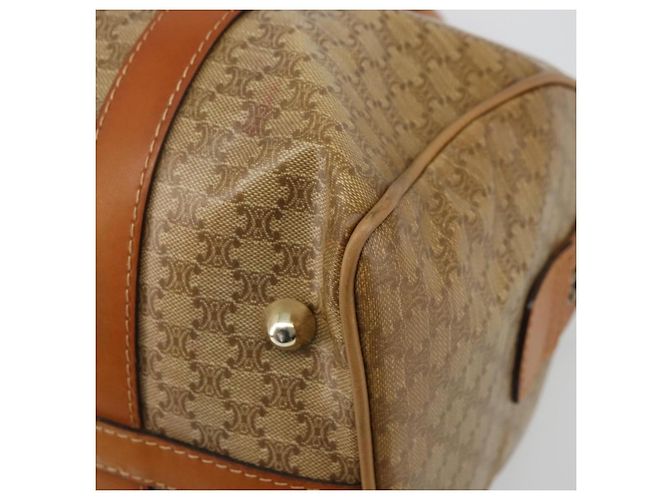 Céline Borsa Boston in tela Macadam CELINE PVC Beige Oro Auth INZ011 D'oro - vista 12