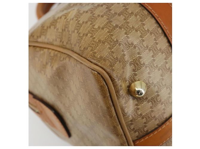 Céline Borsa Boston in tela Macadam CELINE PVC Beige Oro Auth INZ011 D'oro - vista 13