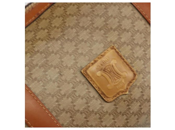 Céline Borsa Boston in tela Macadam CELINE PVC Beige Oro Auth INZ011 D'oro - vista 15