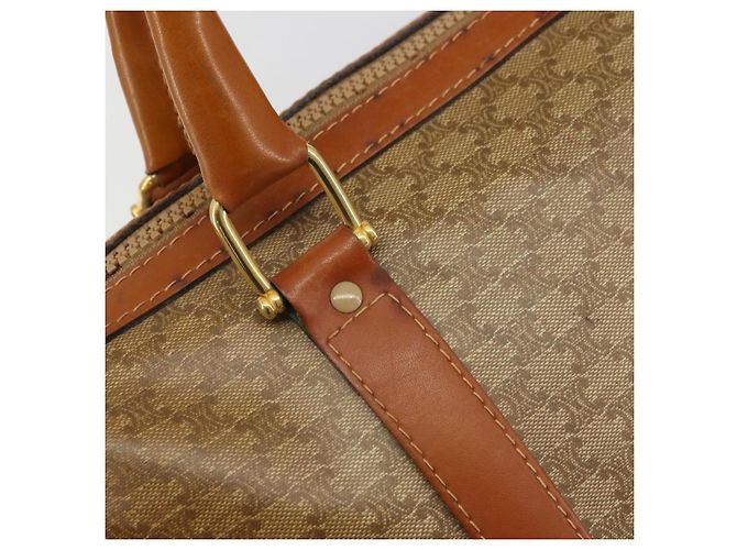 Céline Borsa Boston in tela Macadam CELINE PVC Beige Oro Auth INZ011 D'oro - vista 16