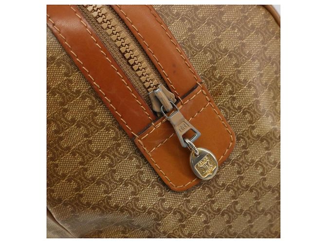 Céline Borsa Boston in tela Macadam CELINE PVC Beige Oro Auth INZ011 D'oro - vista 17