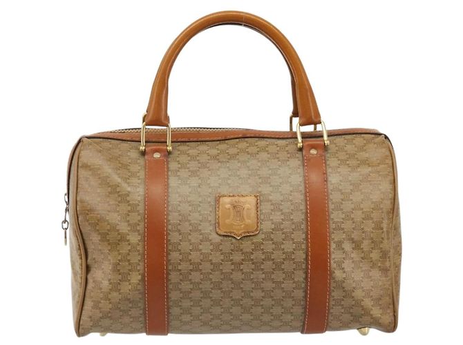 Céline Borsa Boston in tela Macadam CELINE PVC Beige Oro Auth INZ011 D'oro - vista 2
