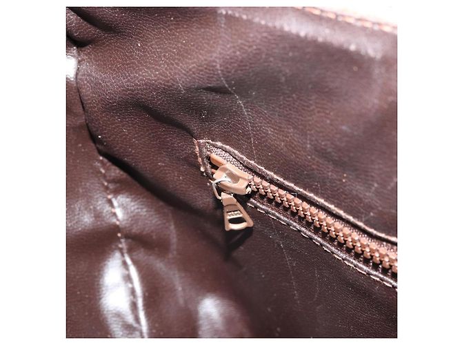 Céline Borsa Boston in tela Macadam CELINE PVC Beige Oro Auth INZ011 D'oro - vista 21