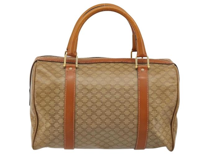 Céline Borsa Boston in tela Macadam CELINE PVC Beige Oro Auth INZ011 D'oro - vista 3