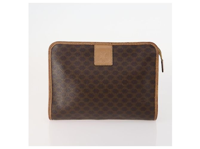 Céline Pochette in tela Macadam CELINE in pelle PVC 2 pezzi marrone Auth 166796 - vista 2