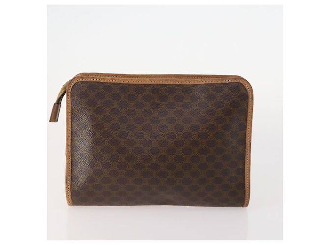 Céline Pochette in tela Macadam CELINE in pelle PVC 2 pezzi marrone Auth 166796 - vista 3