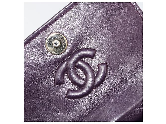 CHANEL Borsa a Spalla Matelassé Catena Camelia Velluto Viola Oro CC Auth YKZ1012V D'oro Porpora - vista 15