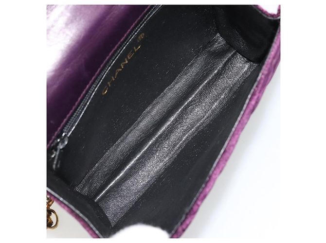 CHANEL Borsa a Spalla Matelassé Catena Camelia Velluto Viola Oro CC Auth YKZ1012V D'oro Porpora - vista 17
