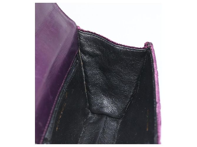 CHANEL Borsa a Spalla Matelassé Catena Camelia Velluto Viola Oro CC Auth YKZ1012V D'oro Porpora - vista 18