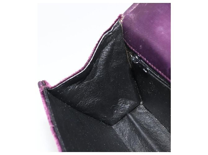 CHANEL Borsa a Spalla Matelassé Catena Camelia Velluto Viola Oro CC Auth YKZ1012V D'oro Porpora - vista 19