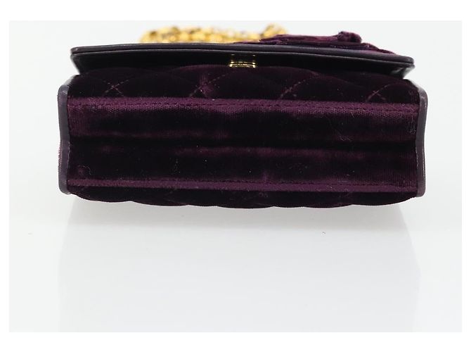 CHANEL Borsa a Spalla Matelassé Catena Camelia Velluto Viola Oro CC Auth YKZ1012V D'oro Porpora - vista 9
