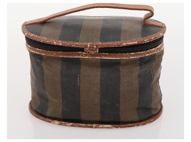 Pequin Fendi Chloe Borsa a Mano in Tela Pecan in Pelle 4 Pezzi Nero Marrone Auth BSZ448 - vista 15