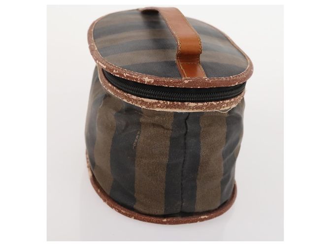 Pequin Fendi Chloe Borsa a Mano in Tela Pecan in Pelle 4 Pezzi Nero Marrone Auth BSZ448 - vista 16