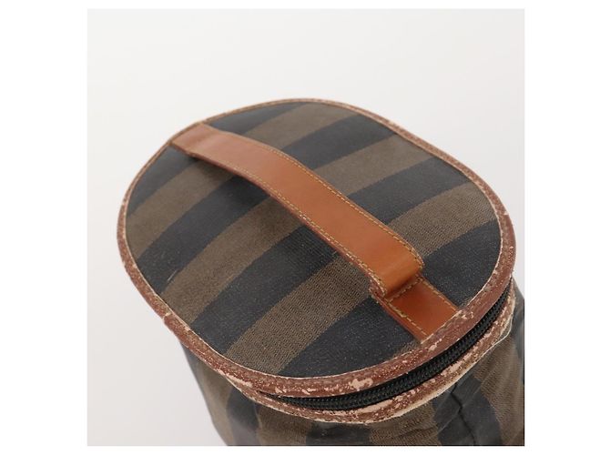Pequin Fendi Chloe Borsa a Mano in Tela Pecan in Pelle 4 Pezzi Nero Marrone Auth BSZ448 - vista 17