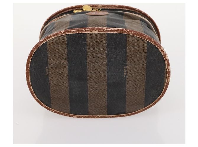 Pequin Fendi Chloe Borsa a Mano in Tela Pecan in Pelle 4 Pezzi Nero Marrone Auth BSZ448 - vista 18
