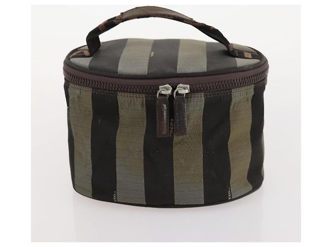 Pequin Fendi Chloe Borsa a Mano in Tela Pecan in Pelle 4 Pezzi Nero Marrone Auth BSZ448 - vista 20