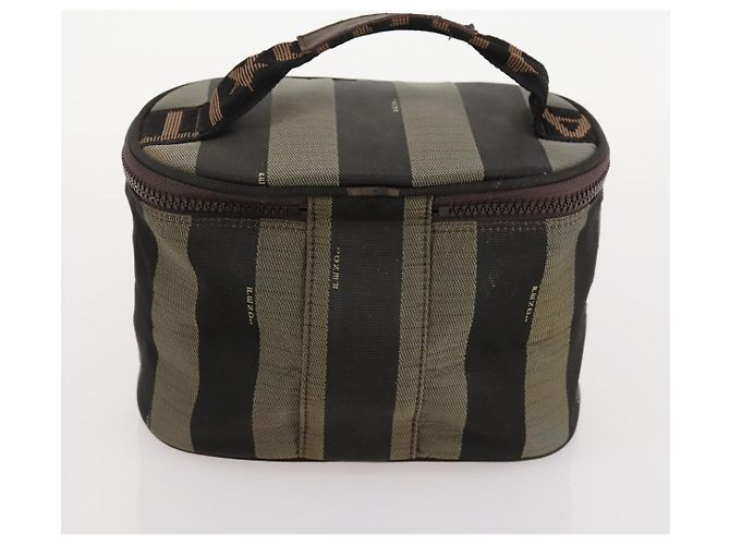 Pequin Fendi Chloe Borsa a Mano in Tela Pecan in Pelle 4 Pezzi Nero Marrone Auth BSZ448 - vista 21