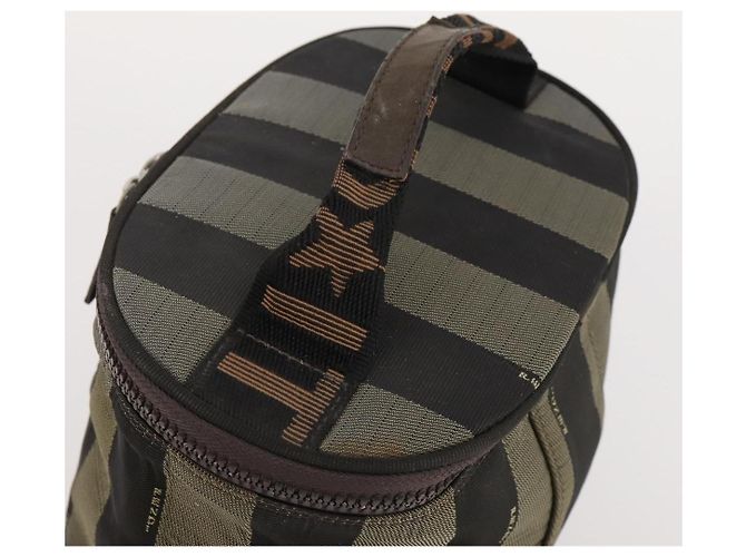 Pequin Fendi Chloe Borsa a Mano in Tela Pecan in Pelle 4 Pezzi Nero Marrone Auth BSZ448 - vista 23