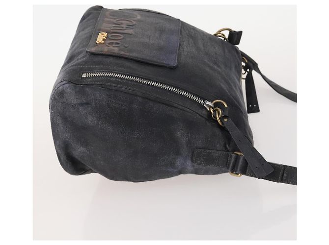 Pequin Fendi Chloe Borsa a Mano in Tela Pecan in Pelle 4 Pezzi Nero Marrone Auth BSZ448 - vista 4