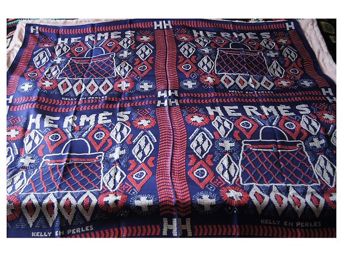 Hermès Lenço Gigante Kelly em Pérolas 140x140 de seda Multicor - vista 4