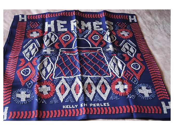 Hermès Lenço Gigante Kelly em Pérolas 140x140 de seda Multicor - vista 9