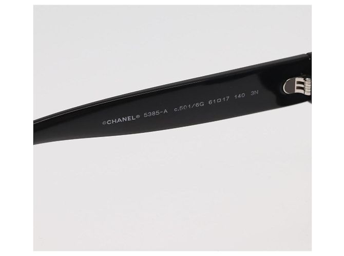 Lunettes de soleil CHANEL COCO Mark en plastique Noir 5385-A CC Auth BA11986 - vue 12