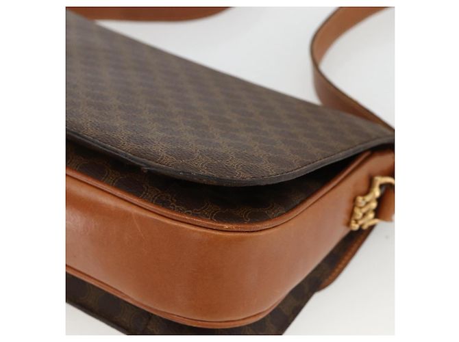 Céline Borsa a spalla in tela Macadam Horsebit CELINE in pelle PVC marrone e oro Auth YKZ475 D'oro - vista 12