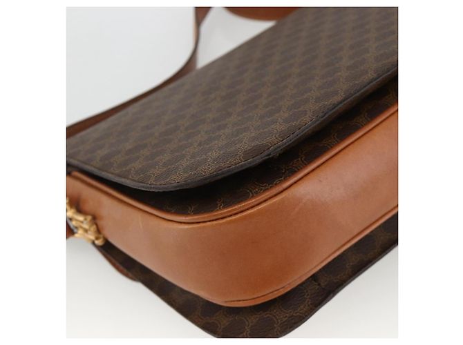Céline Borsa a spalla in tela Macadam Horsebit CELINE in pelle PVC marrone e oro Auth YKZ475 D'oro - vista 13