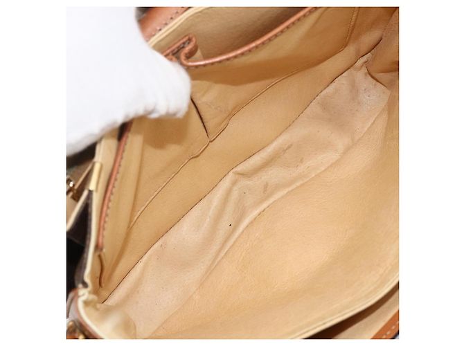 Céline Borsa a spalla in tela Macadam Horsebit CELINE in pelle PVC marrone e oro Auth YKZ475 D'oro - vista 17