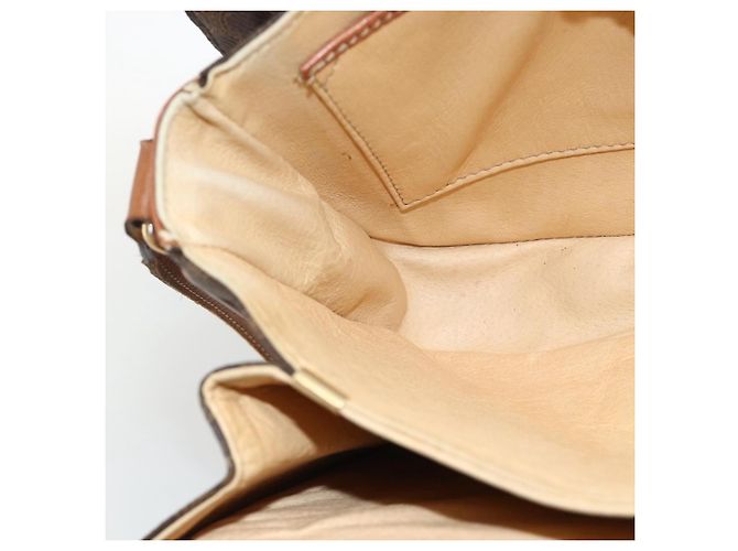 Céline Borsa a spalla in tela Macadam Horsebit CELINE in pelle PVC marrone e oro Auth YKZ475 D'oro - vista 19