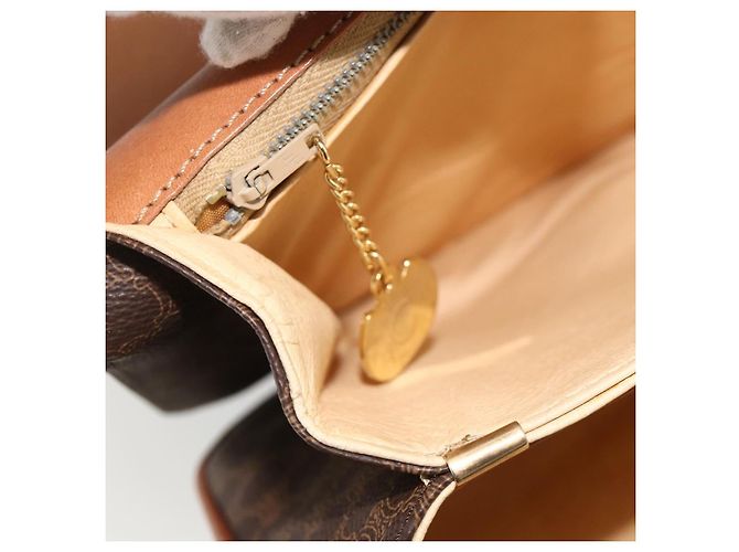 Céline Borsa a spalla in tela Macadam Horsebit CELINE in pelle PVC marrone e oro Auth YKZ475 D'oro - vista 21