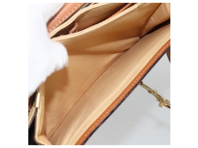 Céline Borsa a spalla in tela Macadam Horsebit CELINE in pelle PVC marrone e oro Auth YKZ475 D'oro - vista 23