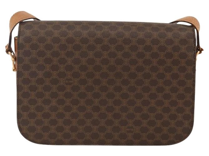 Céline Borsa a spalla in tela Macadam Horsebit CELINE in pelle PVC marrone e oro Auth YKZ475 D'oro - vista 3