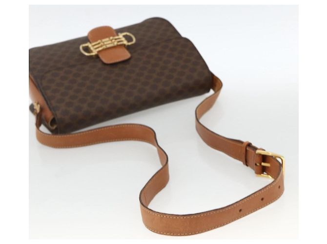 Céline Borsa a spalla in tela Macadam Horsebit CELINE in pelle PVC marrone e oro Auth YKZ475 D'oro - vista 7