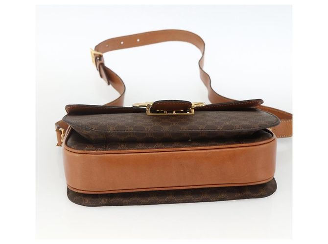 Céline Borsa a spalla in tela Macadam Horsebit CELINE in pelle PVC marrone e oro Auth YKZ475 D'oro - vista 9
