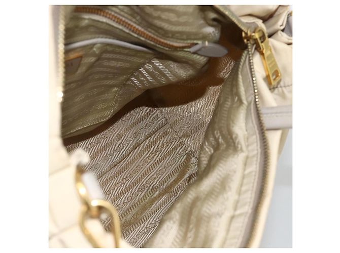 PRADA Borsa a Mano Nylon 2way Beige Oro Auth INZ076A D'oro - vista 21