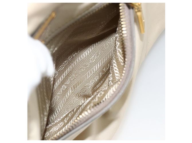PRADA Borsa a Mano Nylon 2way Beige Oro Auth INZ076A D'oro - vista 26
