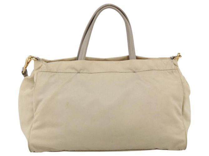 PRADA Borsa a Mano Nylon 2way Beige Oro Auth INZ076A D'oro - vista 3